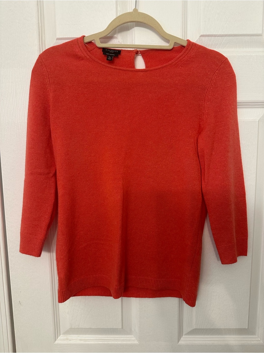 Talbots Coral-Red Crewneck Sweater